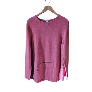 PURE JILL COTTON BLEND   PINK FLAMINGO SPRING SWEATER XL